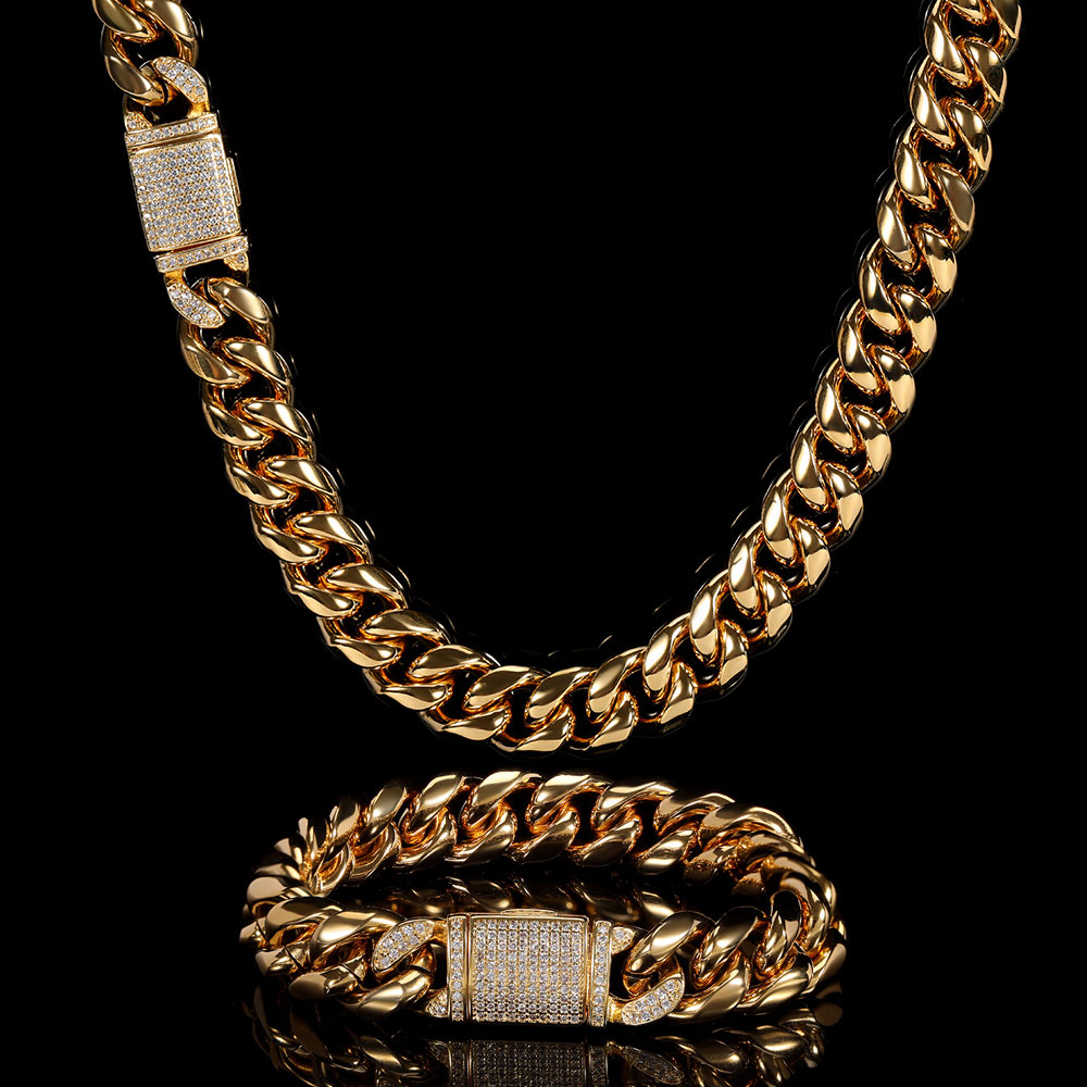 Cuban Link Chain 12Mm - Collar de cadena de eslabones cubanos