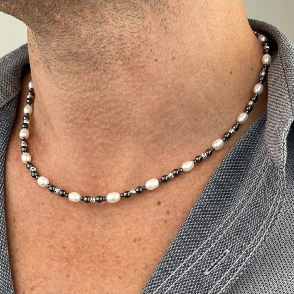 Pearl Choker Necklace Vintage - Collar de cadena de perlas barrocas