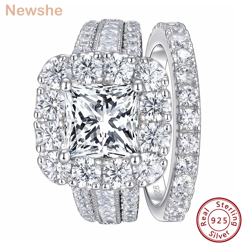 Moissanite Engagement Ring 1 Carat - Newshe, juego de 2 anillos de