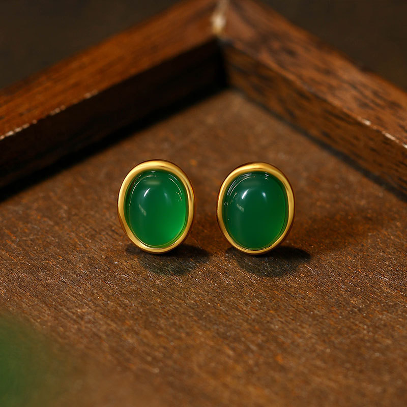 Earrings - Pendientes de Jade Natural verde talismanes