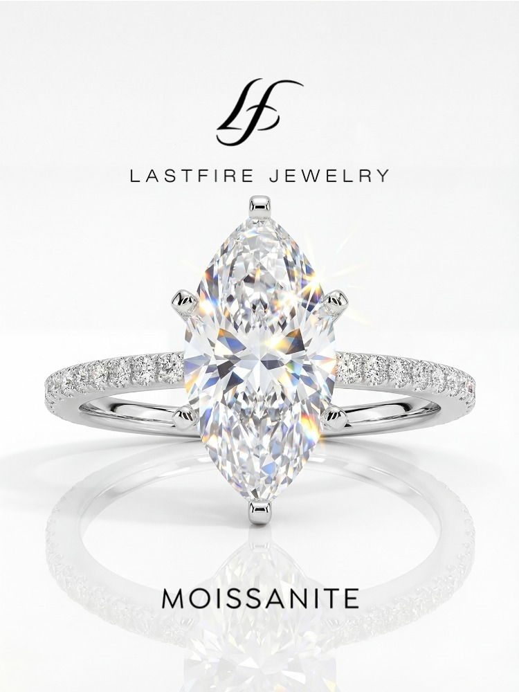 Moissanite Engagement Ring 1 Carat - Anillo Marquise de Diamante Moissanita Real