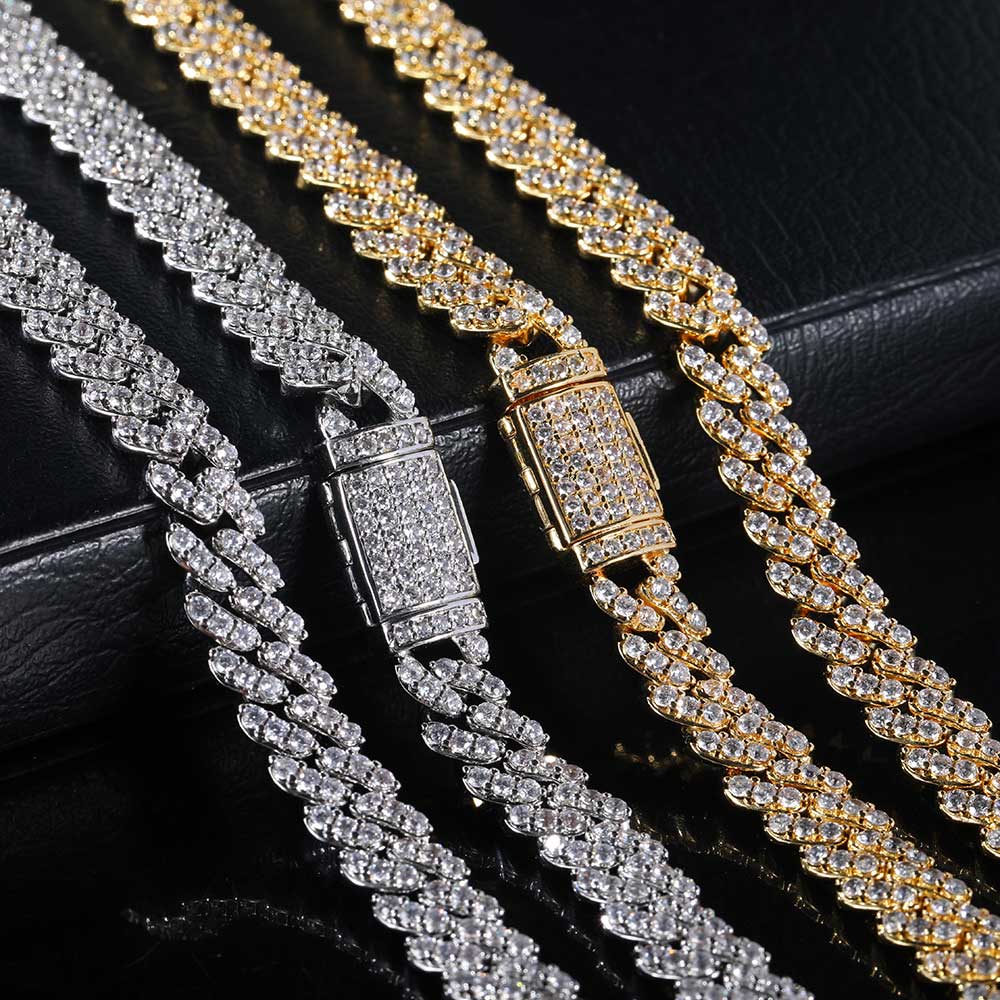 Cuban Link Chain 12Mm - Collar de circón de 8MM1Row para