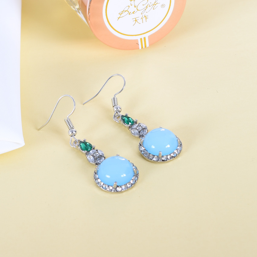 Earrings - Pendientes de Jade Natural azul, amuleto