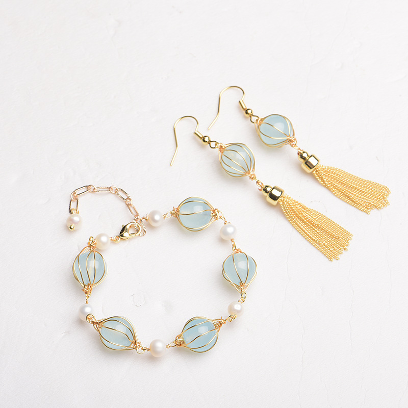 Earrings - Pendientes de cuentas de Jade Natural
