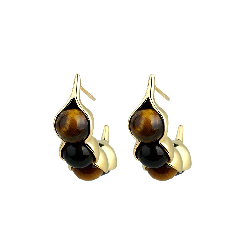 Earrings - Pendientes de ojo de tigre con