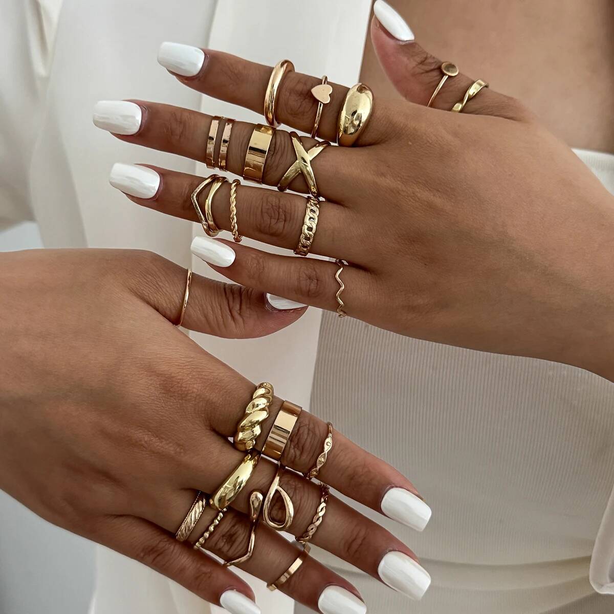 Vintage Punk Knuckle Rings Set - SHIXIN 24 unids/set anillos abiertos de