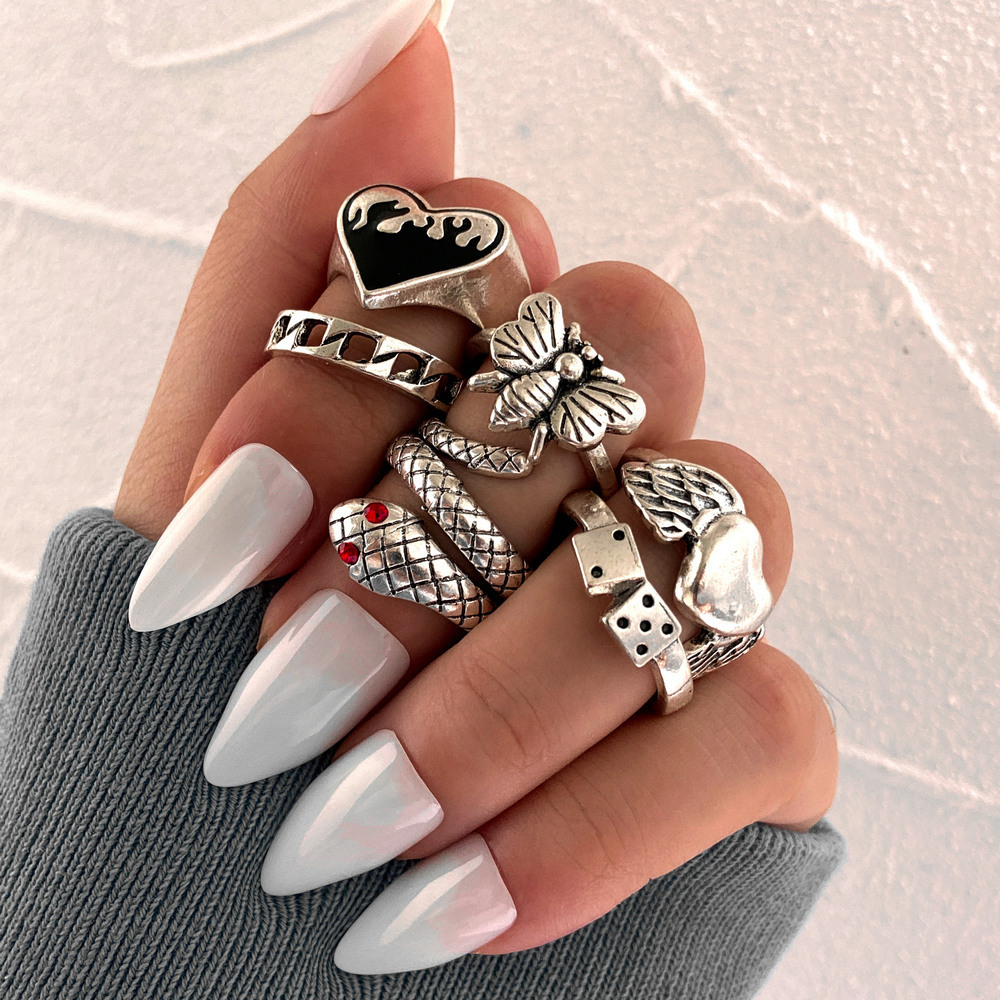 Vintage Punk Knuckle Rings Set - Juego de 6 anillos de nudillos