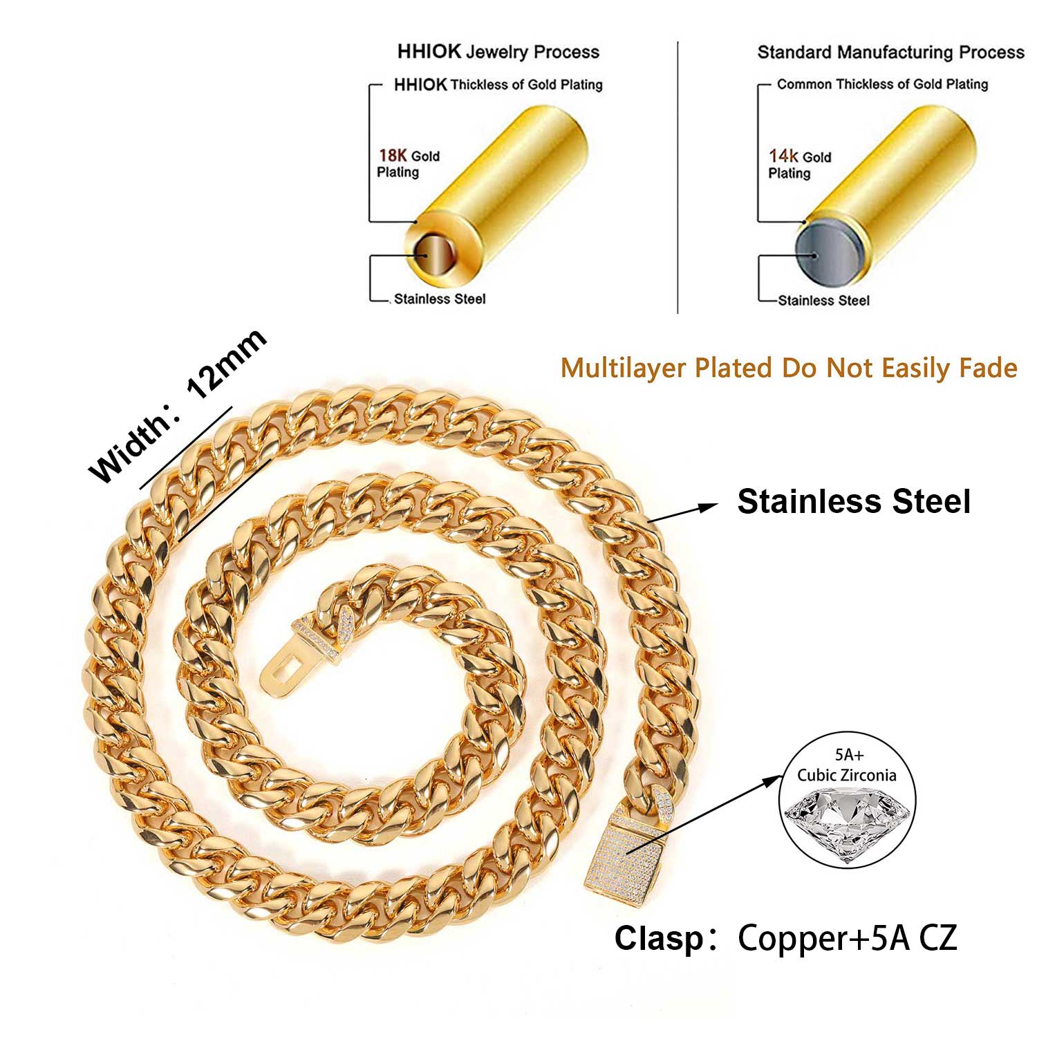 Collar de cadena de eslabones  - Cuban Link Chain 12Mm reseña y precio