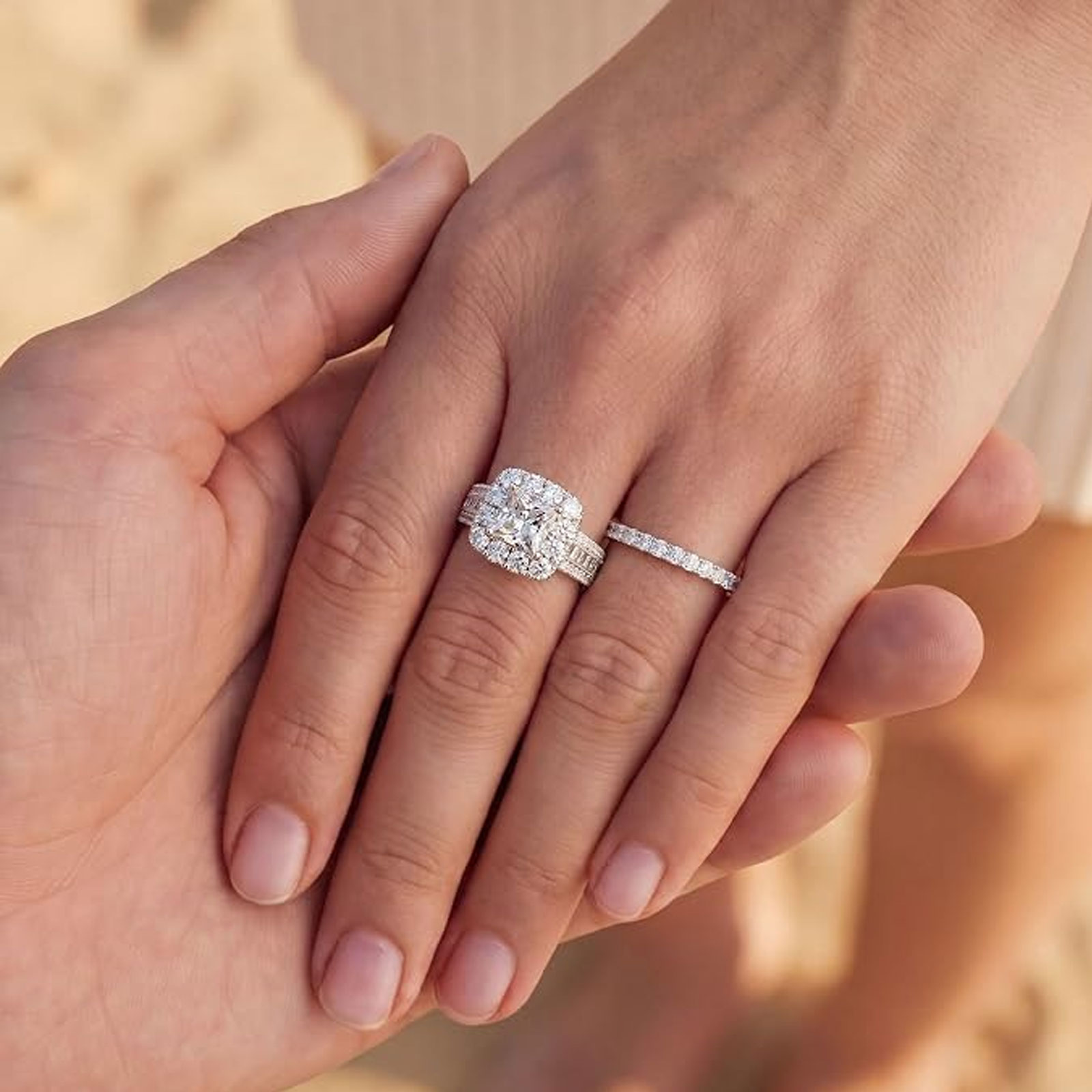 Newshe, juego de 2 anillos de  - Moissanite Engagement Ring 1 Carat reseña y precio