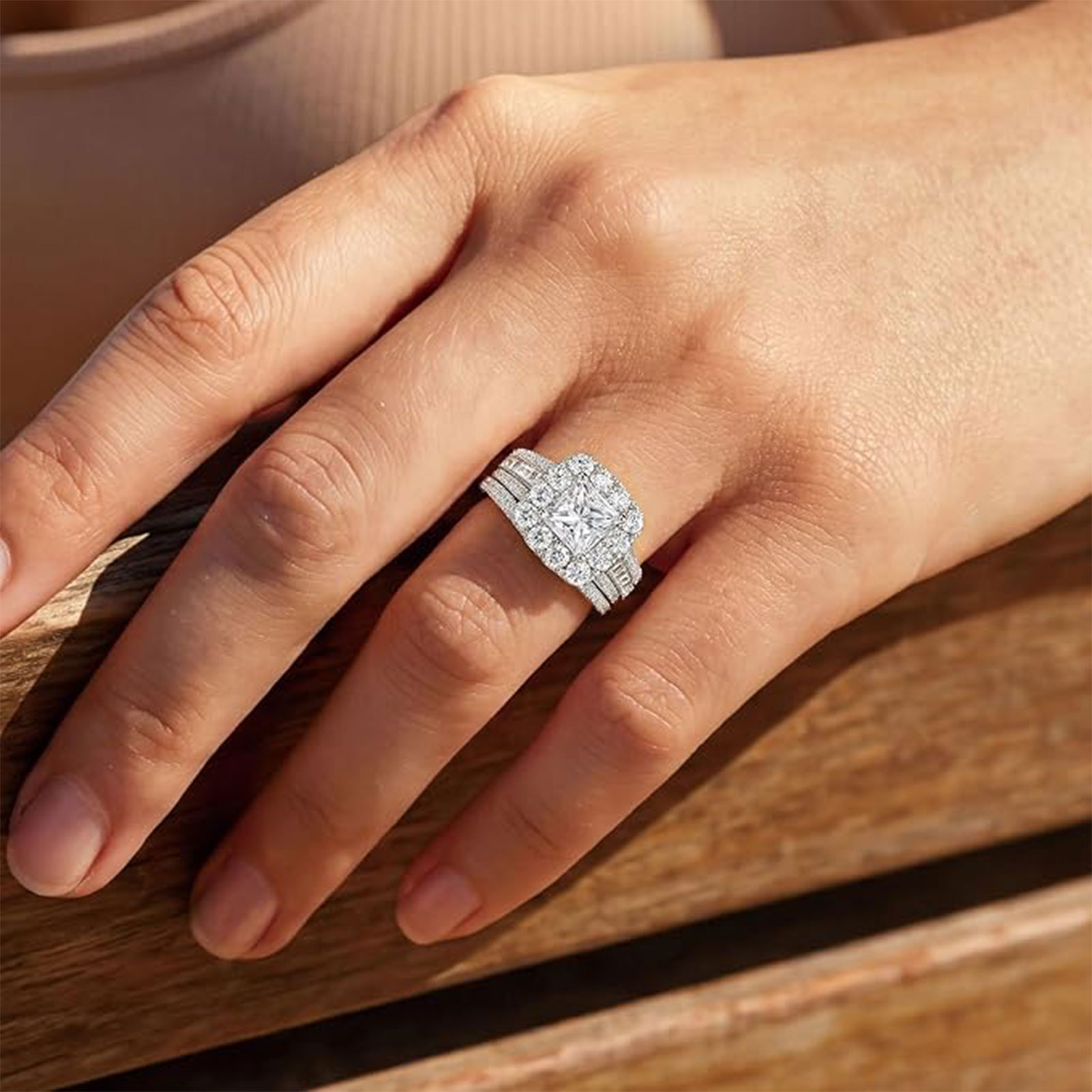 Newshe, juego de 2 anillos de  - Moissanite Engagement Ring 1 Carat reseña y precio