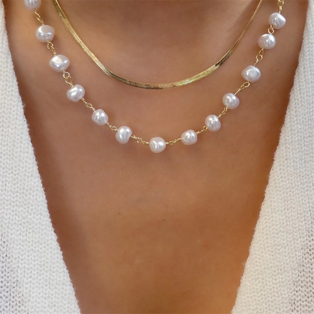 Collar multicapa de cristal co - Pearl Choker Necklace Vintage reseña y precio