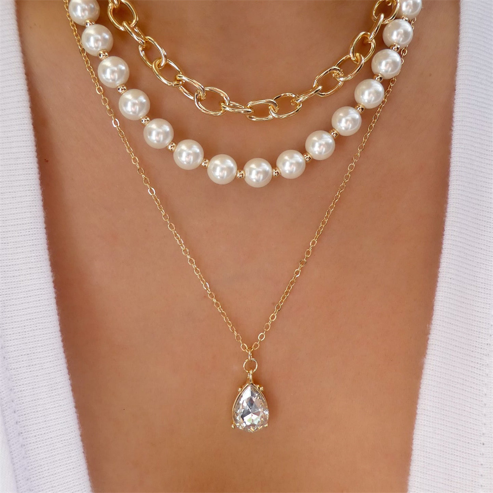 Collar multicapa de cristal co - Pearl Choker Necklace Vintage reseña y precio