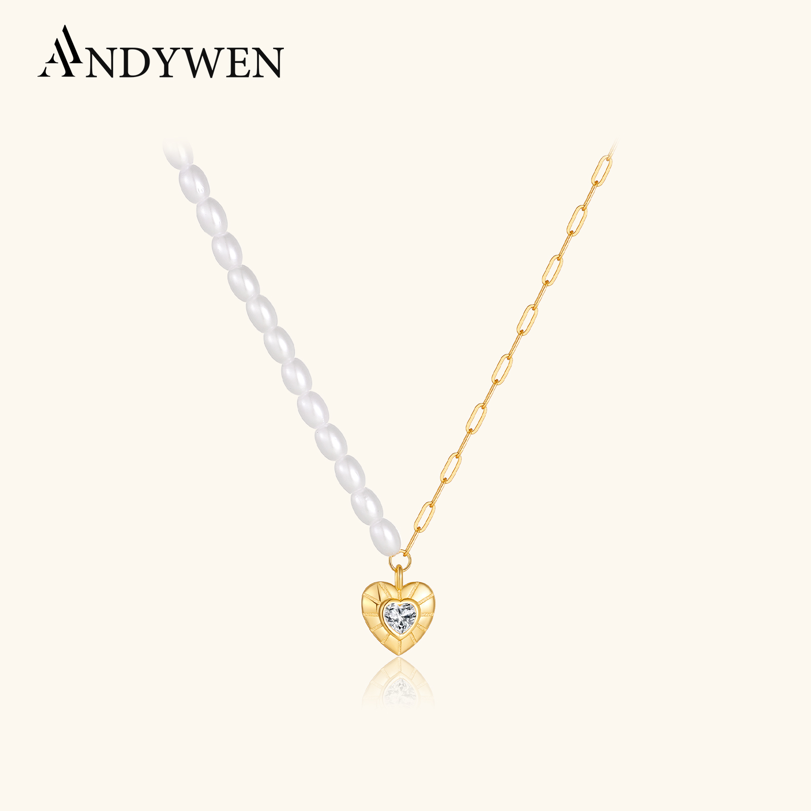 ANDYWEN-collar de cadena de pe - Pearl Choker Necklace Vintage reseña y precio