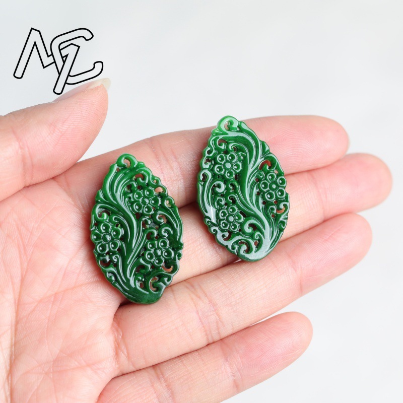 2 piezas de jade natural, cian - Earrings reseña y precio