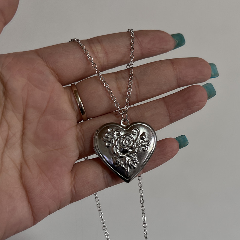 Collar con colgante de marco d - Heart Locket Necklace Photo reseña y precio